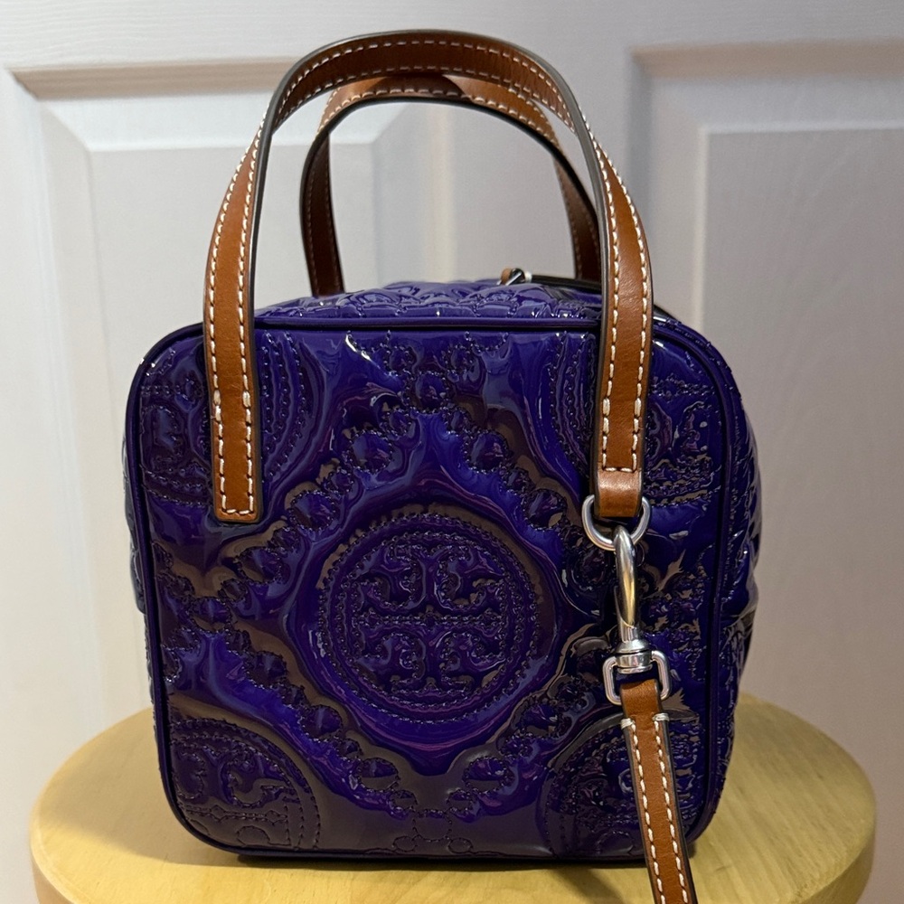 Tory Burch T Monogram Puffy Patent Cube